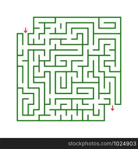 A colored abstract square maze with an entrance and an exit. Simple flat vector illustration isolated on white background. With a place for your drawings.. A colored abstract square maze with an entrance and an exit. Simple flat vector illustration isolated on white background. With a place for your drawings