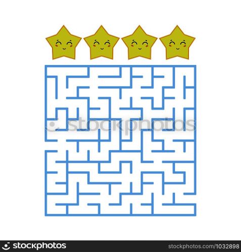A colored square labyrinth with an entrance and an exit. Difficulty level. Lovely toon. Simple flat vector illustration isolated on white background. A colored square labyrinth with an entrance and an exit. Difficulty level. Lovely toon. Simple flat vector illustration isolated on white background.