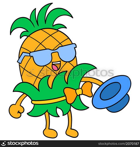 a cool style pineapple is performing