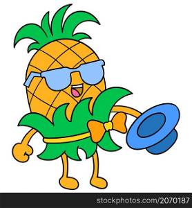 a cool style pineapple is performing