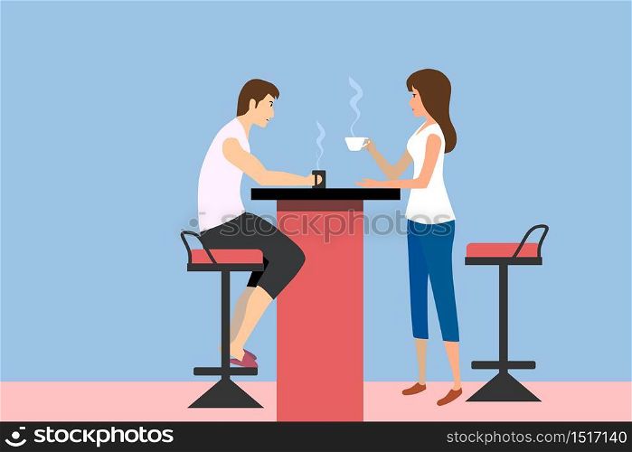 A couple are drinking hot coffee together.