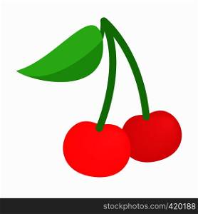 A couple of red cherries isometric 3d icon on a white background. A couple of red cherries isometric 3d icon