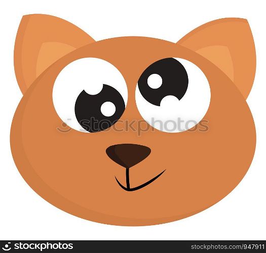 A crazy cat with two large eyes which seems to be crazy , vector, color drawing or illustration.