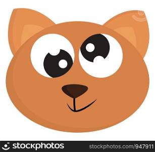 A crazy cat with two large eyes which seems to be crazy , vector, color drawing or illustration.