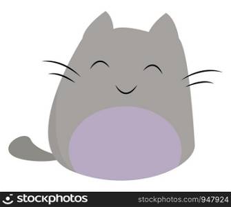 A crazy cat with two large eyes which seems to be very cute , vector, color drawing or illustration.