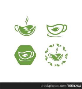 a cup green tea icon vector illustration design template