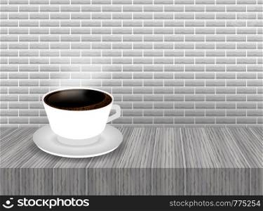 A Cup of Coffee and saucer, realistic. Vector illustration.. A Cup of Coffee and saucer, realistic. Vector stock illustration.
