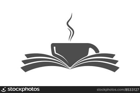 A cup of hot invigorating coffee or tea. An illustration template for a menu, logo, sticker, brand or label. Icon for websites and applications. Flat style