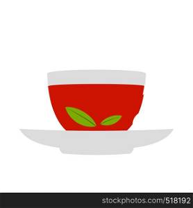 A cup of tea icon in flat style isolated on white background. A cup of tea icon, flat style
