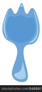 A cute blue spork in plastic, vector, color drawing or illustration.