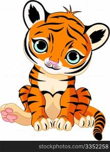 A cute character of sitting tiger cub