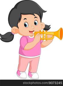 a cute girl playing the trumpet