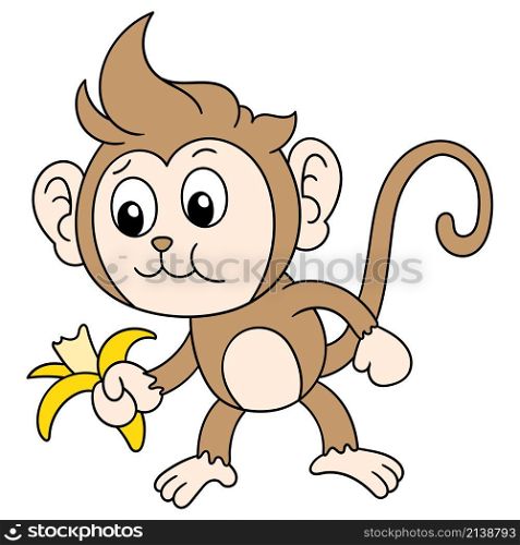 a cute monkey eating a banana