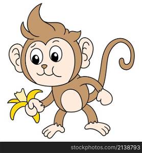 a cute monkey eating a banana