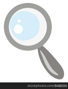 A cute small magnifying glass in grey colour , vector, color drawing or illustration.