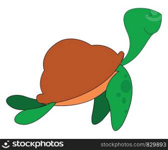 A cute turtle with its shield vector or color illustration