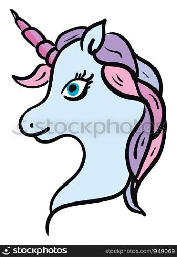 A cute unicorn in blue color, vector, color drawing or illustration.