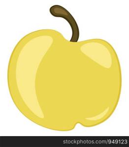 A cute yellow apple with a single leaf, vector, color drawing or illustration.