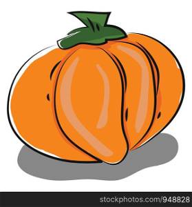 A dark orange pumpkin without any leaves, vector, color drawing or illustration.
