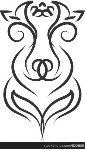 A design of an animals face using strokes of line vector color drawing or illustration