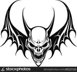 A devil head with wings in a vintage style mascot of illustration