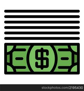 A dollar under lines icon. Outline a dollar under lines vector icon color flat isolated. A dollar under lines icon color outline vector