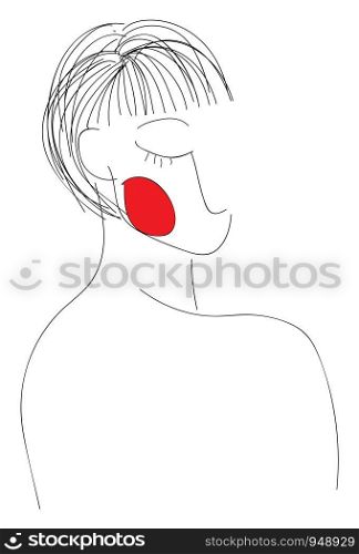 A drawing of a short haired girl showing her back, vector, color drawing or illustration.