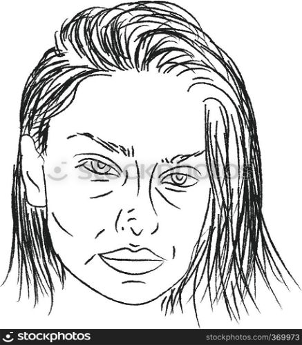 A drawing of a woman's face vector color drawing or illustration