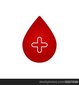 A drop of blood with a medical cross. Medicine concept, donation, donor icon.