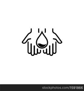 A drop of water in hands icon. Save water resources concept. Vector on isolated white background. EPS 10.. A drop of water in hands icon. Save water resources concept. Vector on isolated white background. EPS 10
