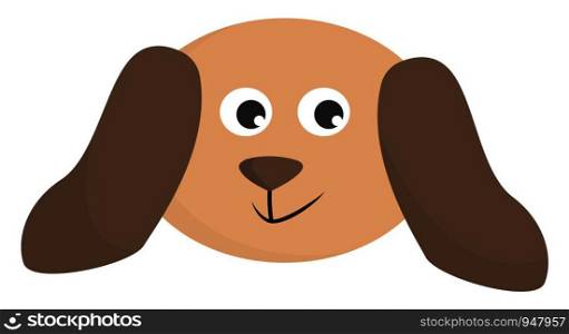 A face of a cute puppy dog with lengthy ears , vector, color drawing or illustration.