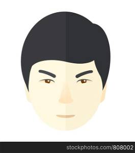A face of angry japanese guy. A Contemporary style. Vector flat design illustration isolated white background. Square layout.. Angry japanese guy.