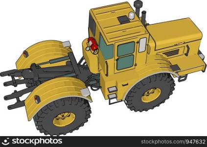 A farm vehicle that provides the power and traction Agricultural implements may be towed behind or mounted on the tractor vector color drawing or illustration