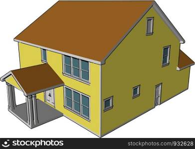 A farmhouse is a building that serves as the primary residence in a rural or agricultural setting It is often combined with space for animals called a house barn vector color drawing or illustration