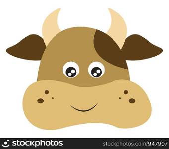 A fat cow in yellow colour with dots on it which is very young , vector, color drawing or illustration.