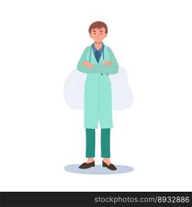 A female doctor in a medical uniform. woman doctor character . Flat vector illustration