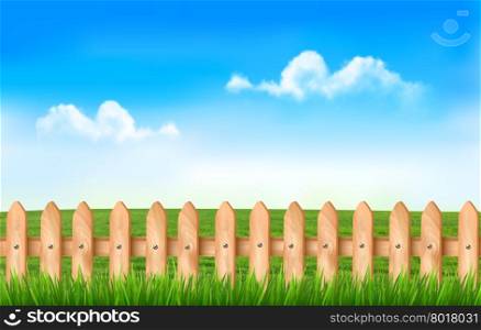 A fence in a field. Vector.