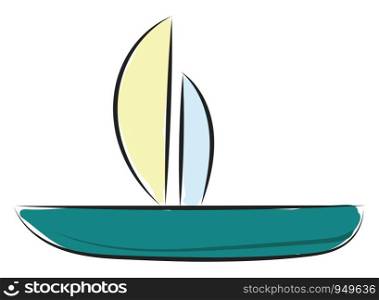 A fishing boat which is all set to sail vector color drawing or illustration