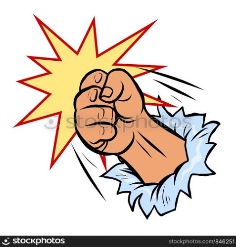 a fist smashes through the wall. Pop art retro vector illustration drawing. a fist smashes through the wall