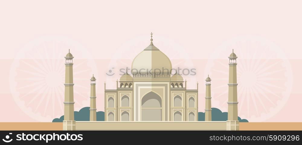 A flat picture of cultural, religious and tourist buildings in India
