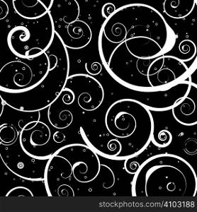 A floral square background illustration in black with bubbles
