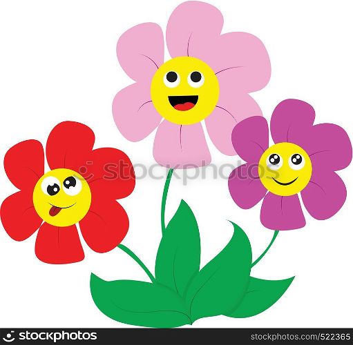 A Flower Branch with two flowers in green color petals vector color drawing or illustration.
