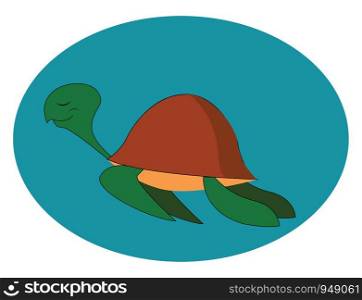 A flying turtle in the sky, vector, color drawing or illustration.
