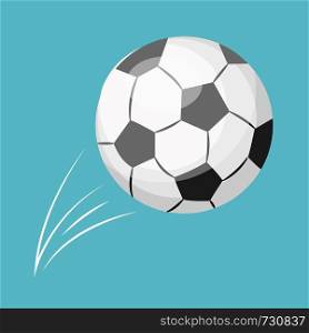 A Football in white and black checks printed ball in blue background vector color drawing or illustration.