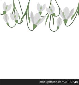 A frame of snowdrops for your design. First spring flowers. Vector illustration.