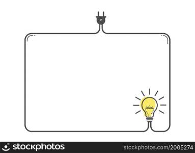 A frame with a light bulb and a place for text. Flat design.