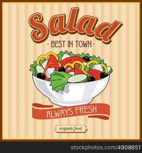 A fresh salad. |Vintage poster. Natural fresh foods.