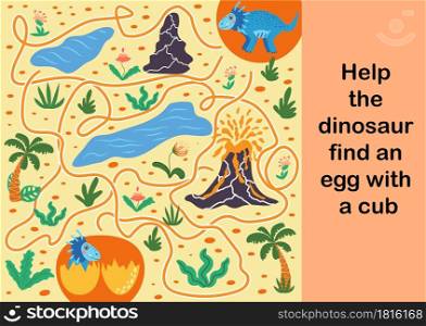 A fun labyrinth for children. Help the dinosaur find his cub. Collection of educational games for children. A fun labyrinth for children. Help the dinosaur find his cub. Collection of educational games for children.
