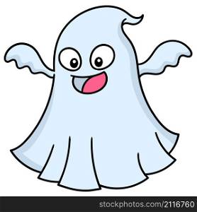a ghost with a cute face laughed trying to frighten him