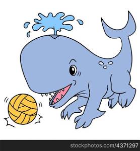 a giant whale playing a soccer ball sport